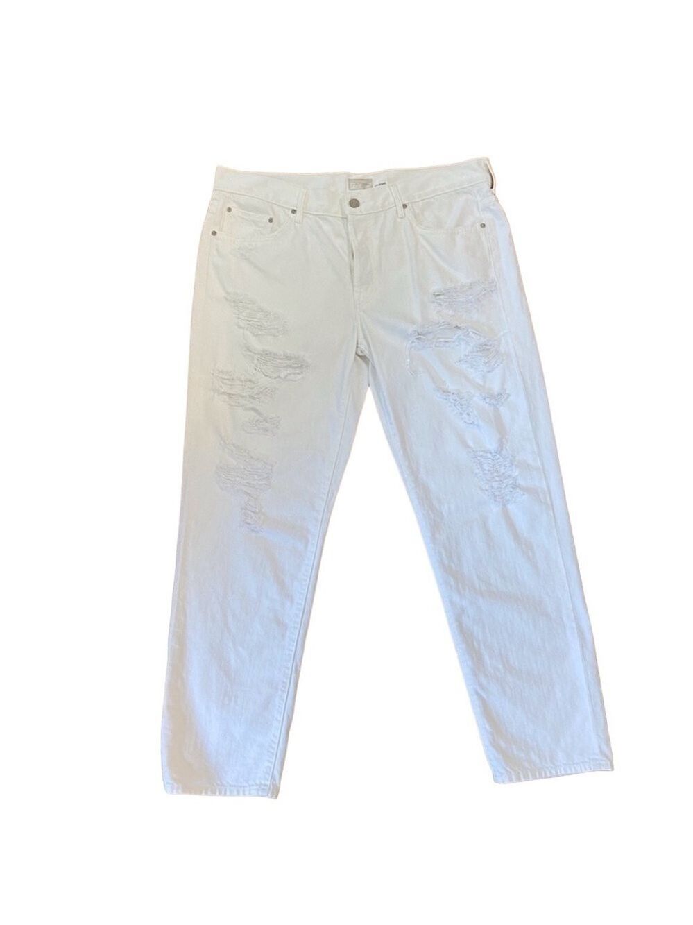 MOTHER The loosey ripped white high rise jeans button fly strech 100% cotton  31